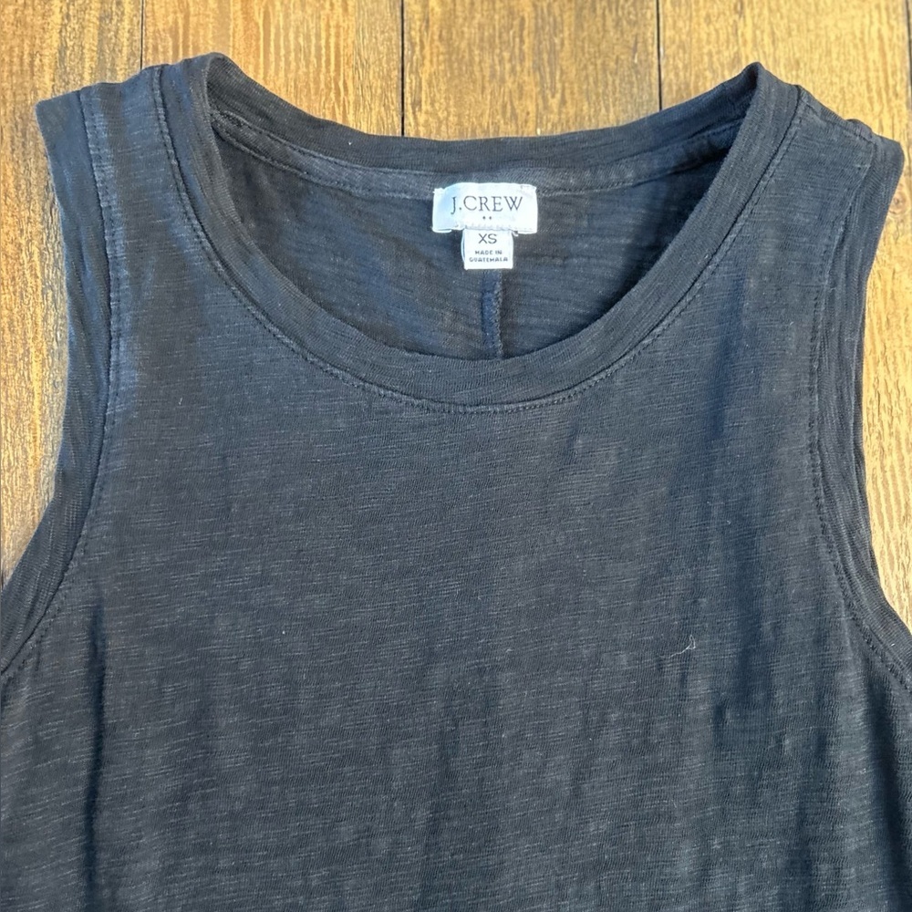 J CREW |  Black Sleeveless Shift Cotton Tank Dress Minimalist | Size XS - Picture 8 of 9